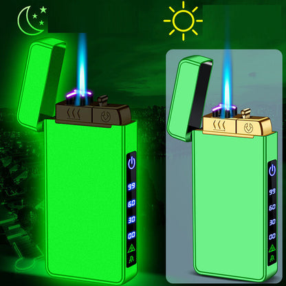 Gas electric triple fire metal windproof inflatable charging lighter personalized and creative trendy gift for boyfriend