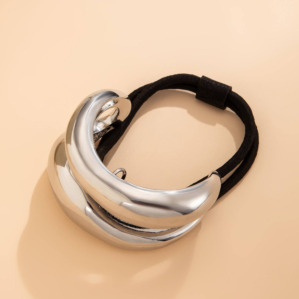 Retro double-layer curved elastic hair accessory Hairpin irregular temperament hair