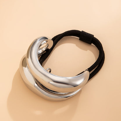 Retro double-layer curved elastic hair accessory Hairpin irregular temperament hair