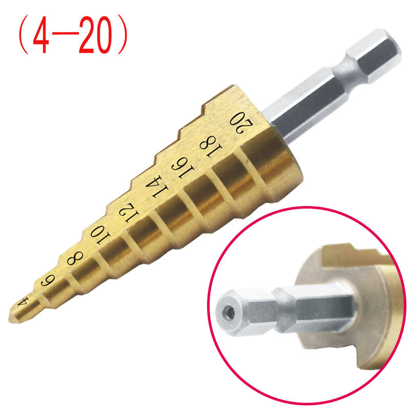 Hexagon Shank Straight Groove Step Drill Pagoda Drill Step High Speed Steel 4241 Drill Bit Set 4-32 4-20 4-12