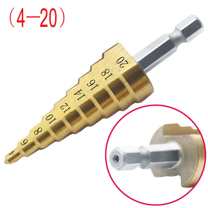 Hexagon Shank Straight Groove Step Drill Pagoda Drill Step High Speed Steel 4241 Drill Bit Set 4-32 4-20 4-12