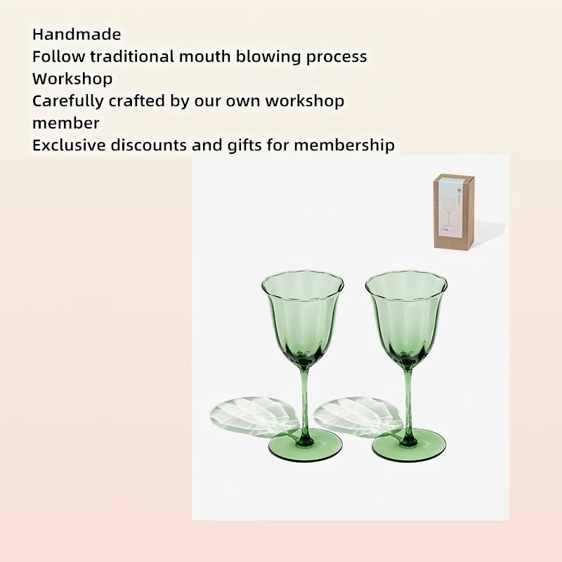 Vintage Green Red Wine Cup Glass Goblet Champagne Cup Cocktail Martini Glass  Home Drinking Utensils Crystal Cup