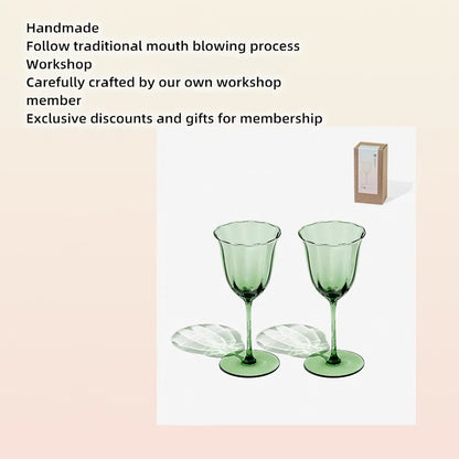 Vintage Green Red Wine Cup Glass Goblet Champagne Cup Cocktail Martini Glass  Home Drinking Utensils Crystal Cup