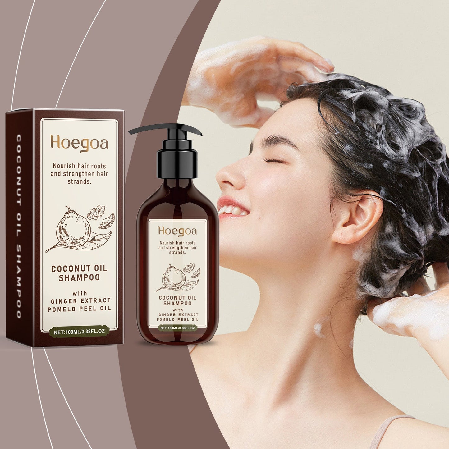 Coconut Oil Shampoo Scalp Cleansing Care Soft Shine Nourishing Hair Follicle Shampoo