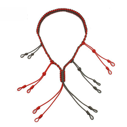 Hunting Decoy Rope Hunting Duck Call Lanyard Cord Hunter Game Whistle Lanyard Hunting Decoy Rope with 12 Adjustable Loops Rings