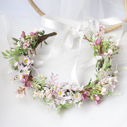 Bridal Flower Wreath Headpiece Original Simulation Starry Sky Water Grass Flower Crown Birthday Wedding Headflower Wreath