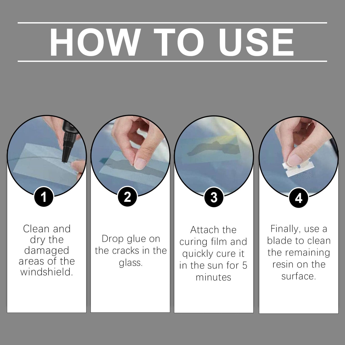 Windshield Repair Adhesive, Windshield Cracks And Scratches Repair Clear Vision Repair Adhesive