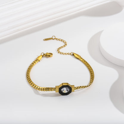 Zircon 18K Bracelet Necklace Zircon Geometry Fashion Simple Titanium Steel Bracelet