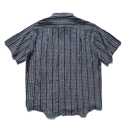 Wrinkled casual short sleeved shirt checkered half sleeved shirt
