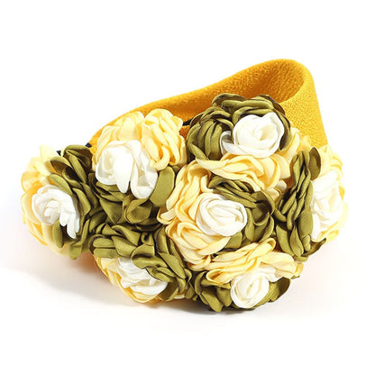 Handmade fabric side three-dimensional flower headband