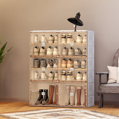 Portable Shoe cabinet Living Room,Stackable Storage Organizer Cabinet with Doors and Shelves,Shoe Box for Closet