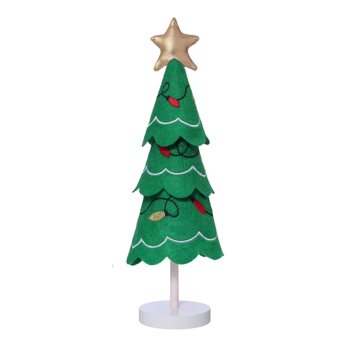 Cute Christmas Tree Fabric Wooden Display Window Desktop Christmas Embroidery Snowflake Decoration