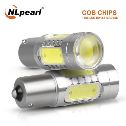 NLpearl 2x Signal Lamp 1156 LED BA15S P21W BAU15S PY21W Auto Turn Signal Light 12V COB 1157 BAY15D P21/5W LED Brake Stop Lamps