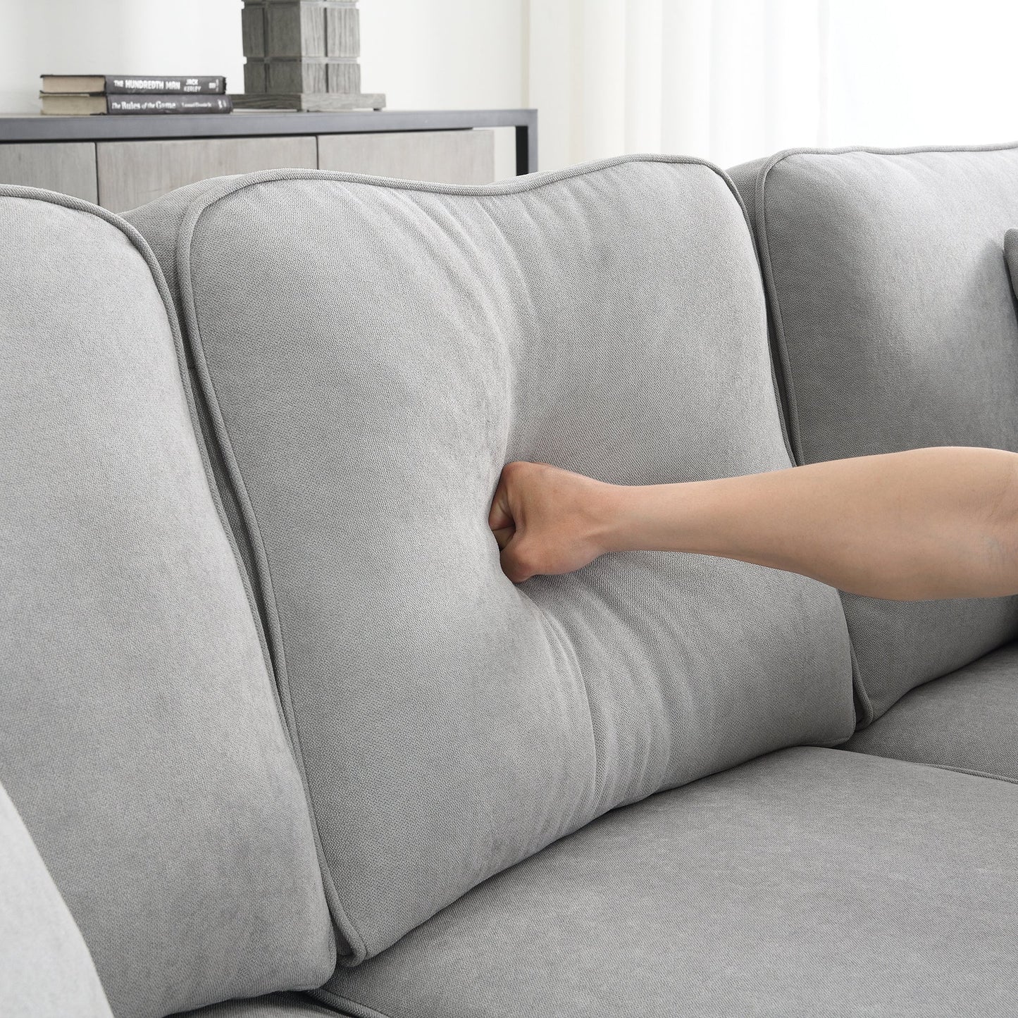 [VIDEO provided] [New] 108*85.5" Modern U Shape Sectional Sofa 7 Seat Fabric Sectional Sofa Set