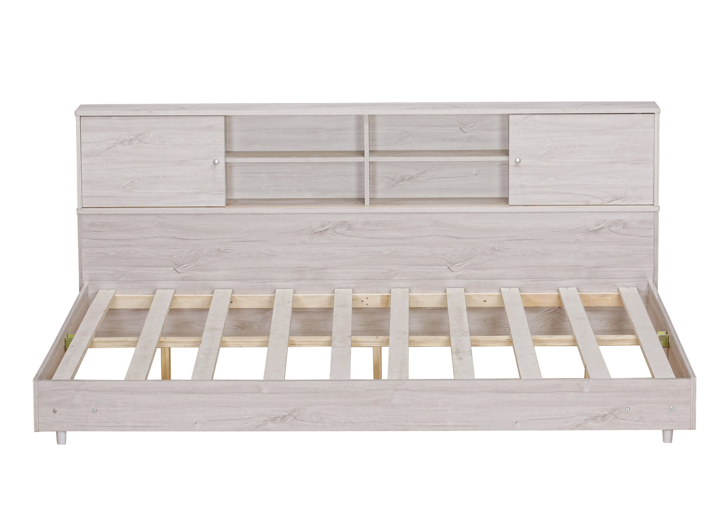 Full Size Daybed Frame with Storage Bookcases White Oak