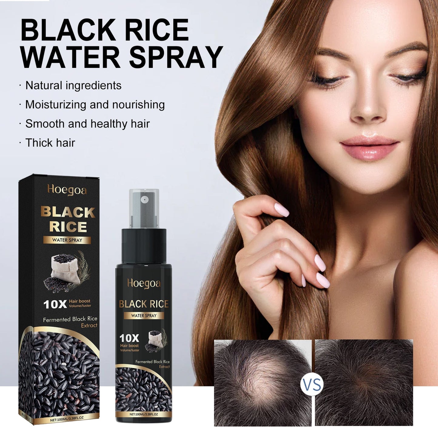 Black Rice Water Spray, Hair Deep Nourishes And Prevents Tough, Solid And Dense Hair Scalp Care Solution