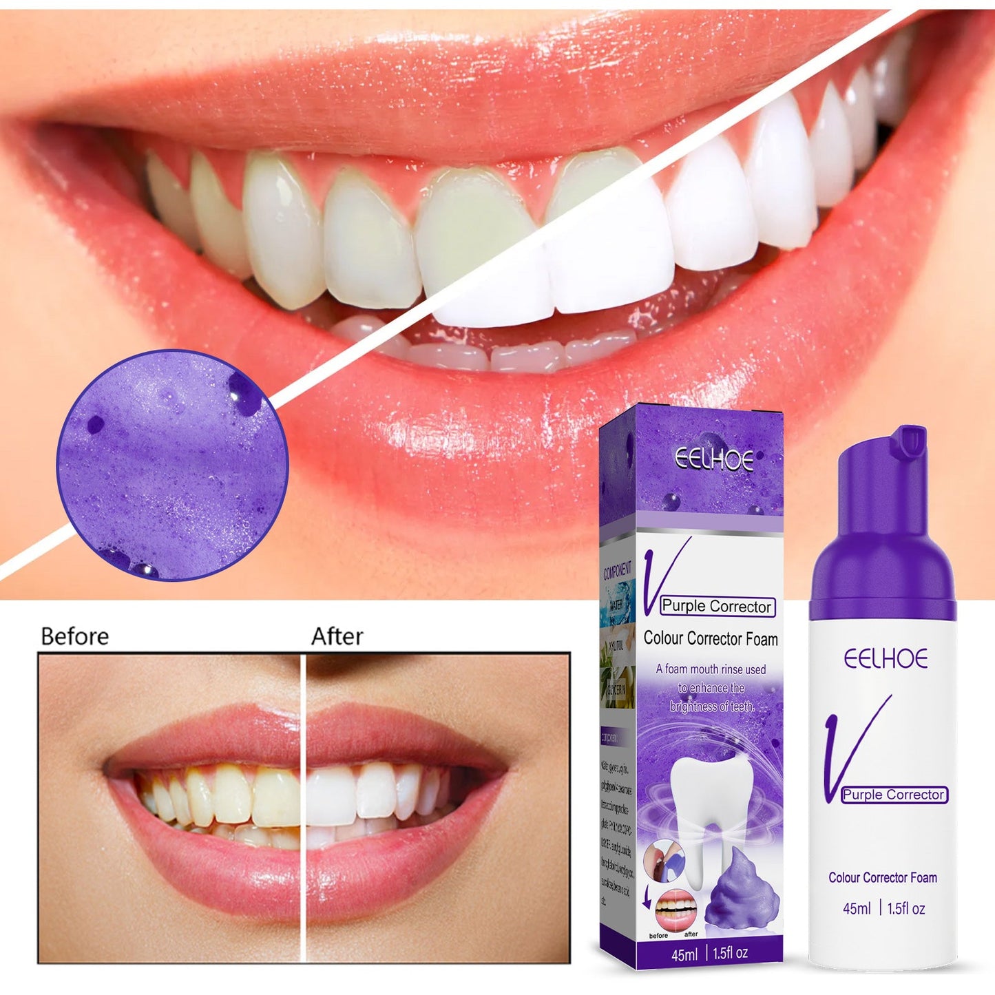 V34 Purple Toned Tooth Mousse Toothpaste Teeth Cleaning Stains Smoke Tartar Oral Care