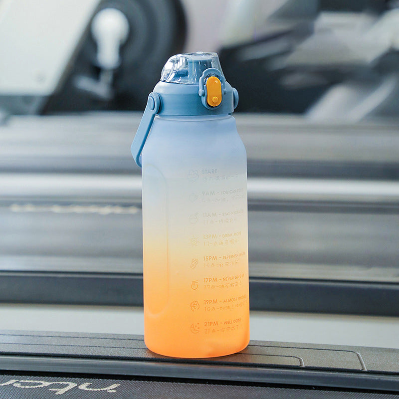 New Frosted Gradient Color Water Bottle Large Capacity Straw Travel Pot Color Sports Water Bottle Outdoor Fitness Cup