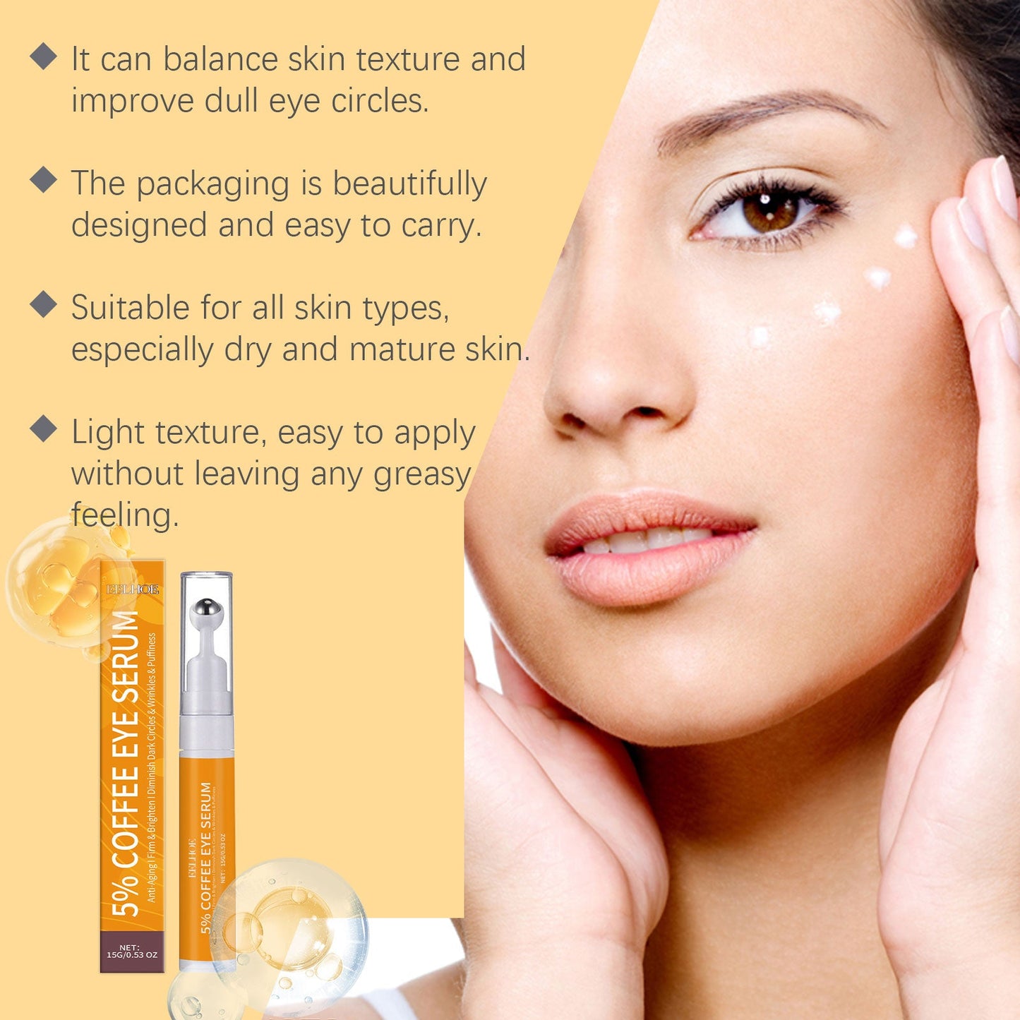 Caffeine Eye Cream Moisturizes The Skin Around The Eyes, Hydrates, Restores, Nourishing And Firming Eye Care Cream