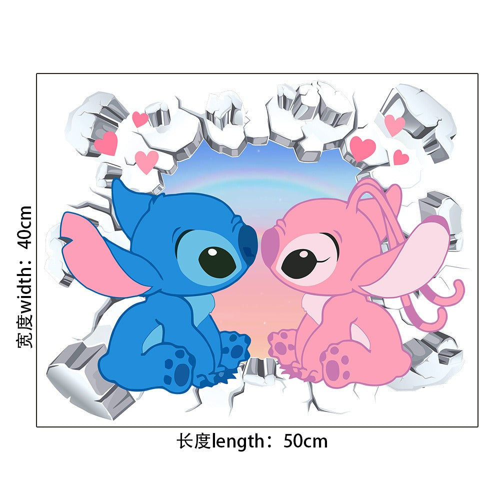 StarCraft Baby Stitch Wall Sticker Self Adhesive Picture Back Adhesive Cartoon Sticker Bedroom Dormitory Bedhead Wall Wallpaper