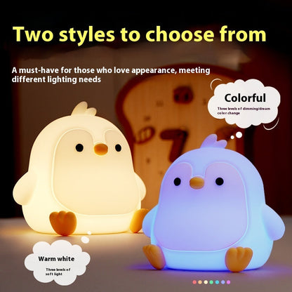Baby Penguin Small Night Bedroom Bedside Silicone Pat Lamp