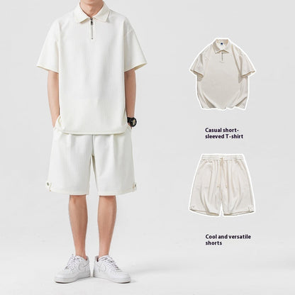 Polo Shirt Sports Shorts Solid Color Couple Suit