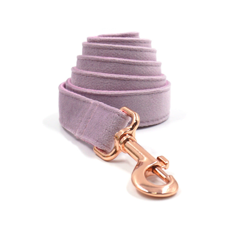 Dark Grey Velvet Pet Collar Leash