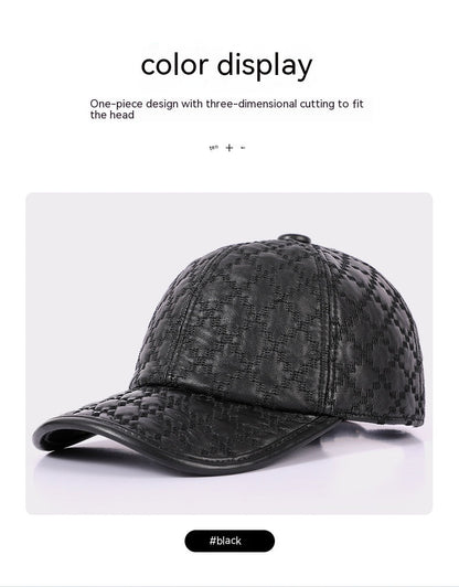 Full-grain Sheepskin Korean Style Plaid Hat Men