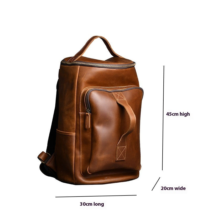 Vintage Crazy Horse Leather Travel Backpack
