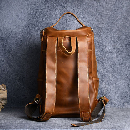 Vintage Crazy Horse Leather Travel Backpack