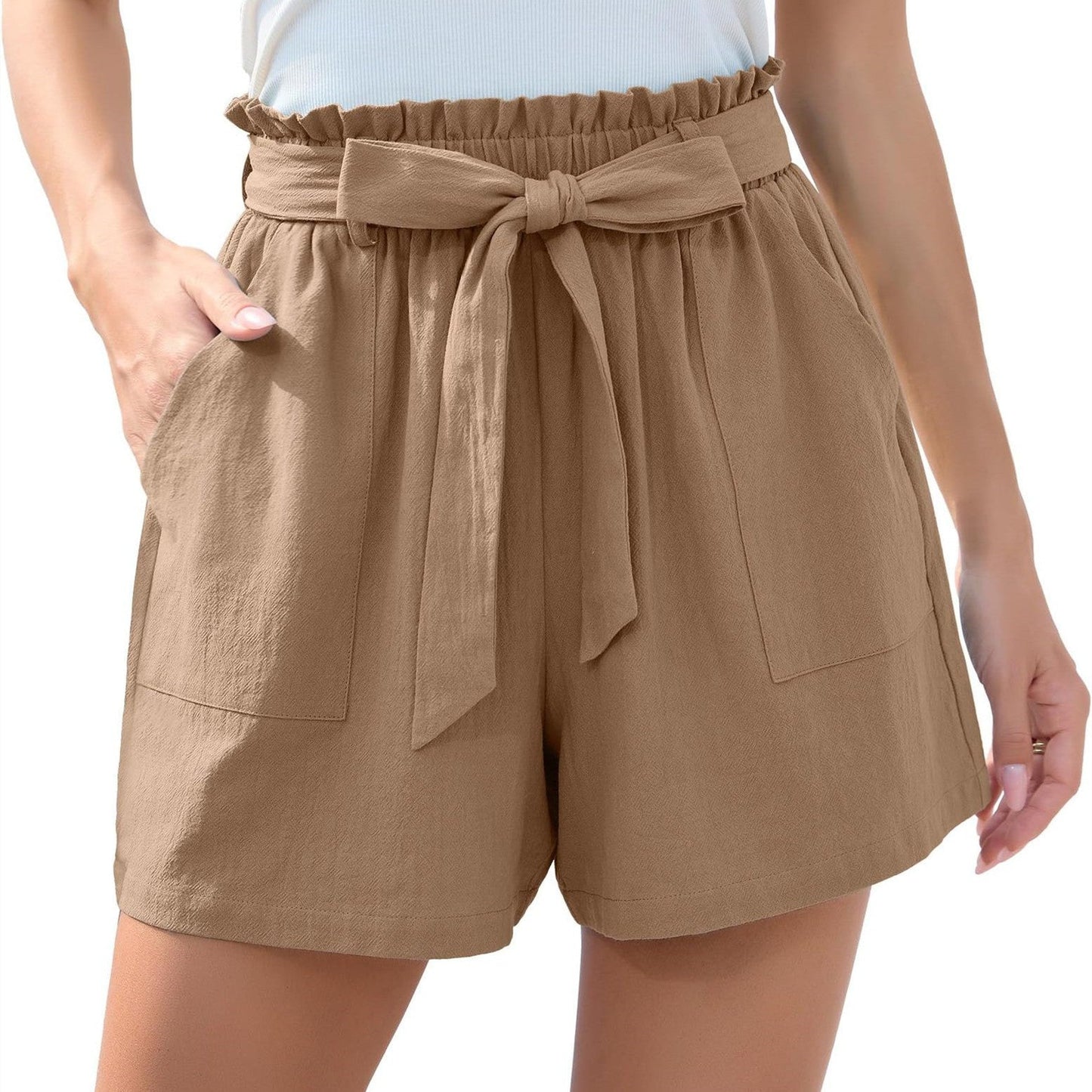 Ruffle Bow Waist Tie Beach Shorts
