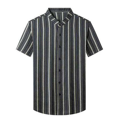 Cotton Stand Collar Chinese Style Short Sleeve Shirt