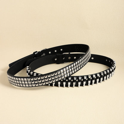 Rivet Belt Punk Bullet Black Belt