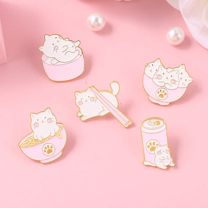 Golden M Badge Kitty Brooch