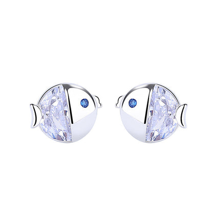 S925 Sterling Silver Kissing Gourami Stud Earrings
