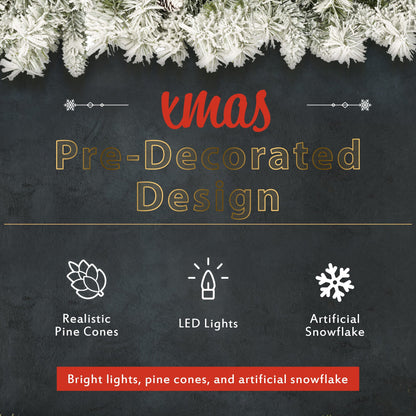A set of 4 artificial Christmas trees, including flower garlands, flower garlands, and 2 entrance trees, with LED lights