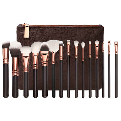 15 Makeup Brush Set Rose Gold with Bag