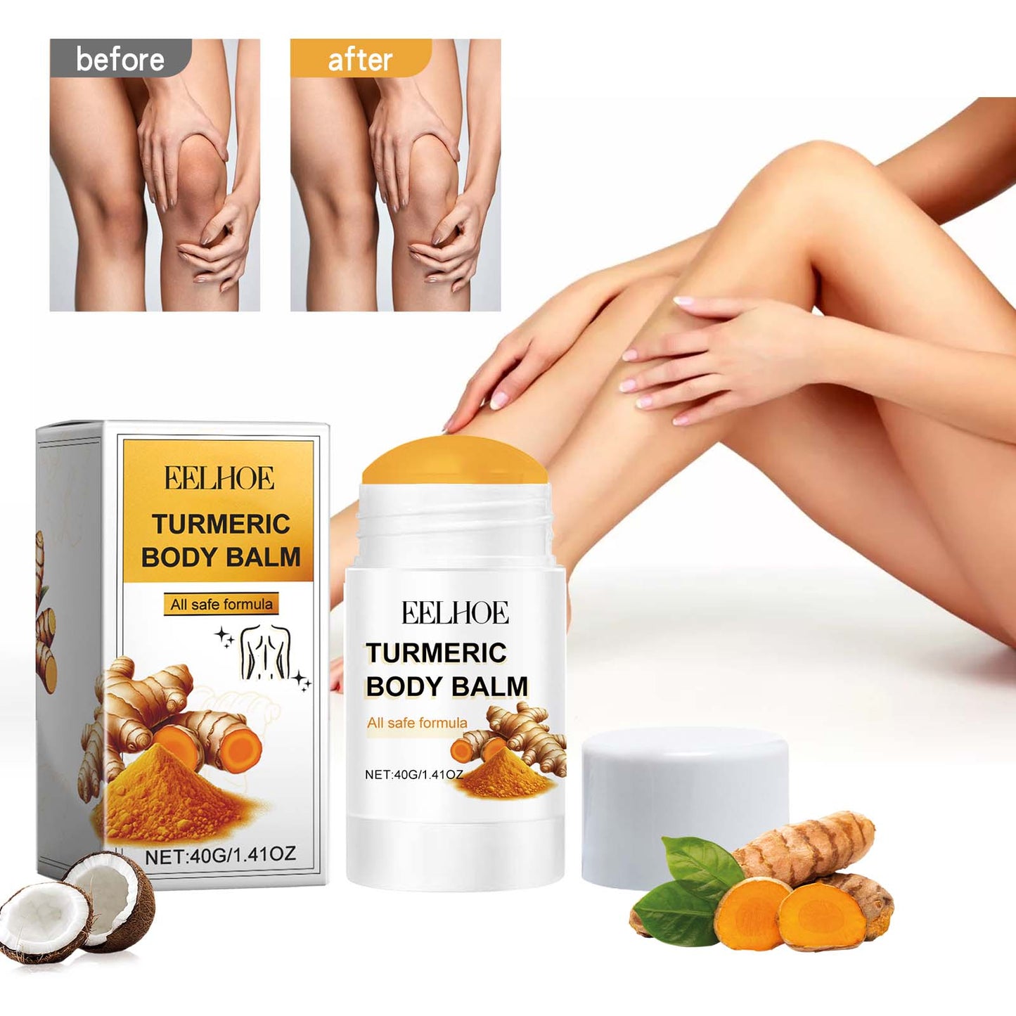 Turmeric Body Balm, Beauty Stick Full Body Care Brightening Moisturizing Hydrating Skin Care Stick