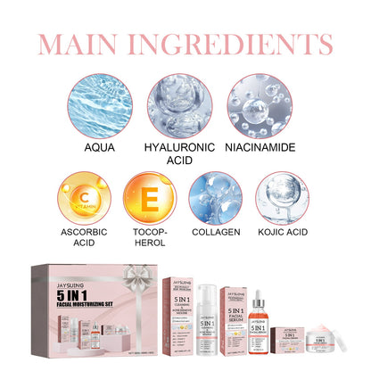 5 In 1 Facial Moisturizer Set, Hydrating And Moisturizing Deep Moisturizing Whitening, Brightening And Firming Skin