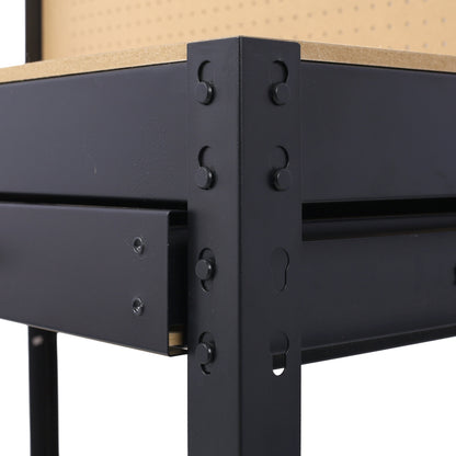 Steel Workbench Tool Storage Work Bench Workshop Tools Table W/Drawer and Peg Board ,4xAC outlets 2xUSB Ports