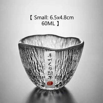 Small personal cup tea tasting cup hammer patterned kung fu heat-resistant glass single cup small cup tea cup
