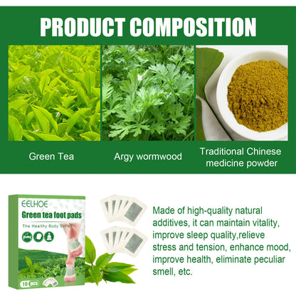 Green Tea Foot Patch, Improves Sleep Quality And Relieves Muscle Tension And Body Stress Foot Care Patch