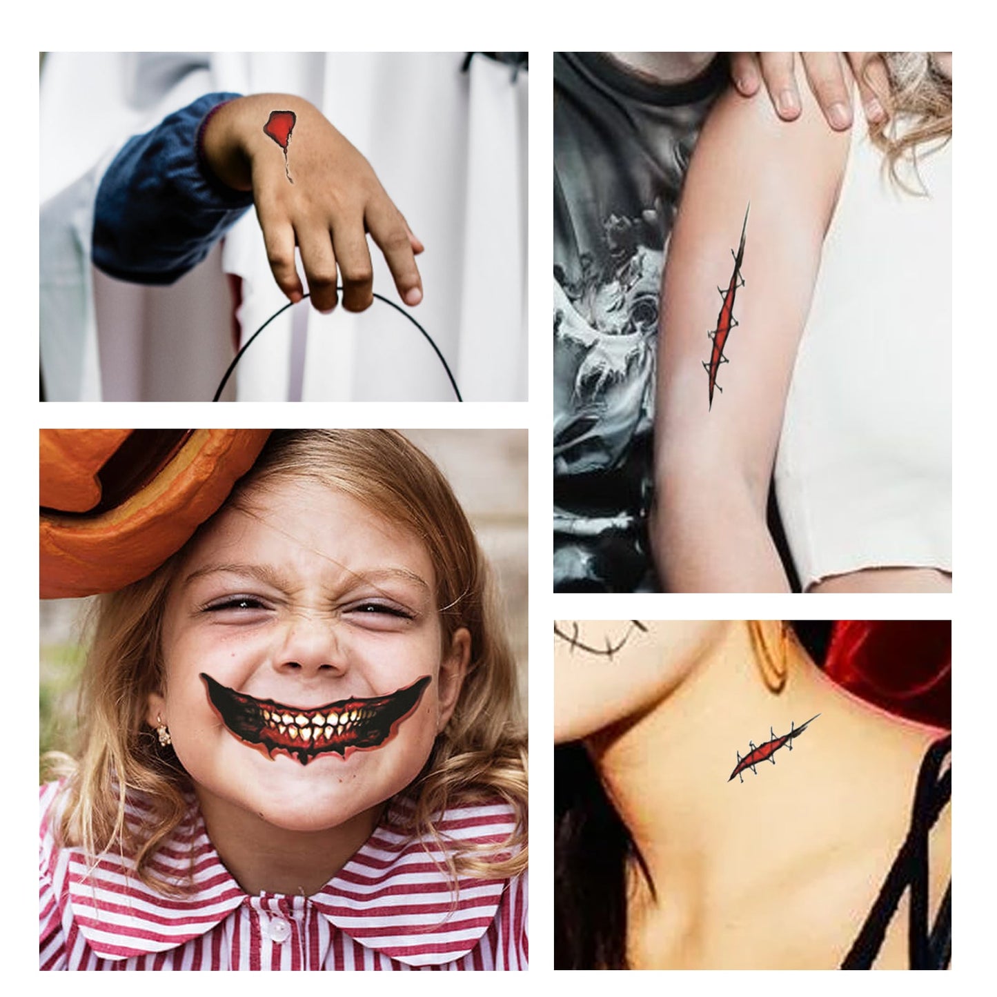Halloween Tattoo Stickers, Halloween Horror Party Party Makeup Decorative Mouth Tattoo Stickers