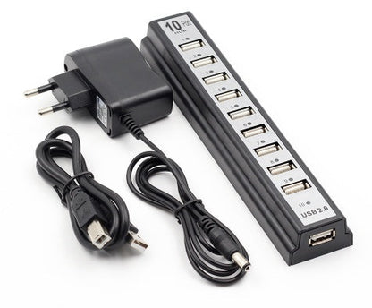 GOOJODOQ 10 Port USB 2.0 Hub with AC Power Adapter