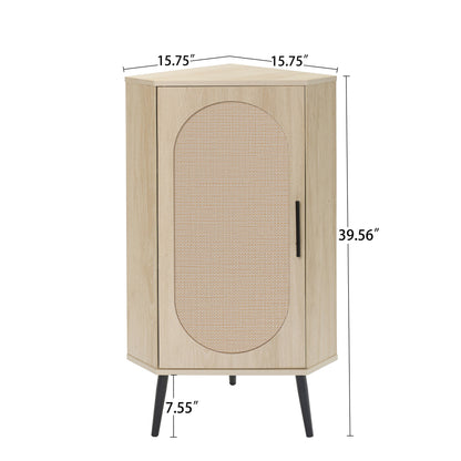 Corner cabinet ,Rattan door,Freestanding Corner Tables For Small Spaces, Corner Shelf Stand For Living Room, Kitchen