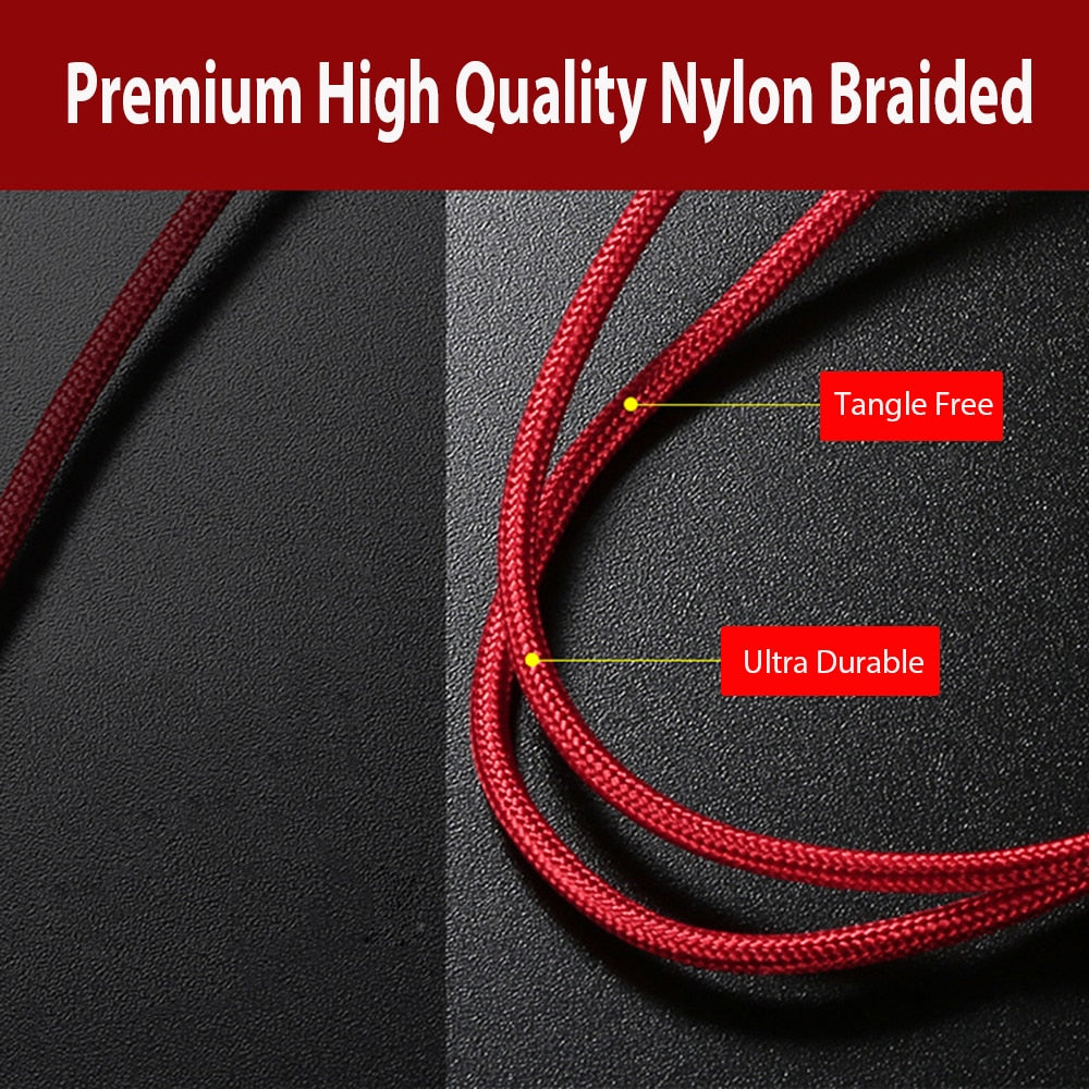 3 In 1 Charging Cable - Fast Charge, Durable 1.2M Length for iPhone, Android, Type-C Devices