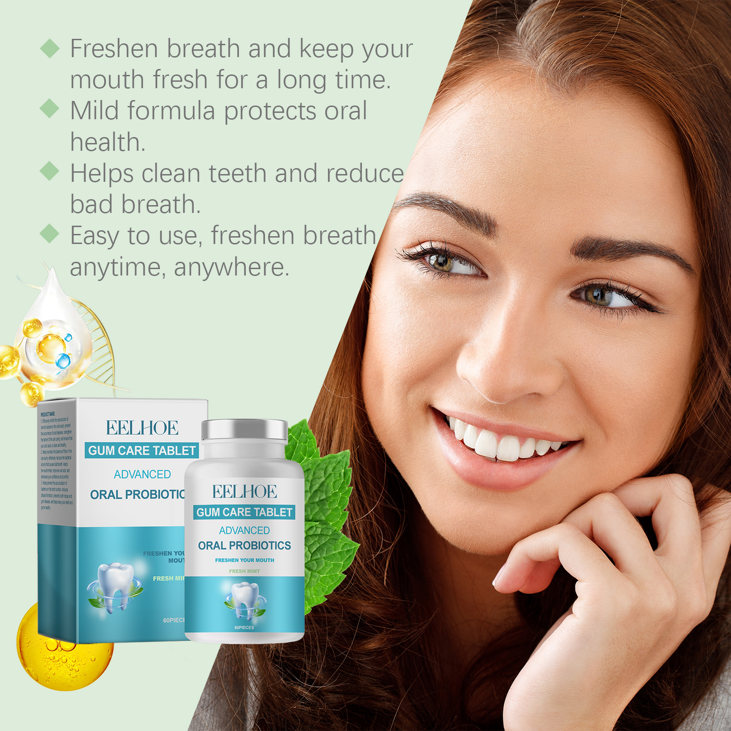 Probiotic Mouthwash Granules Solid Toothpaste Tablets Portable Mouthwash Granules Portable Clean Mouth Guard For Stain Removal