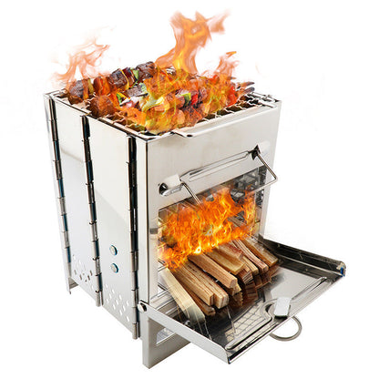 Lightweight Adjustable Camping Wood Stove - Windproof & Folding