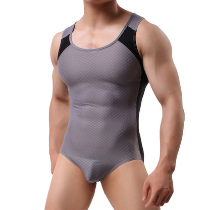 Men's Body Sculpting Nylon Sports Vest Underwear Bodysuit