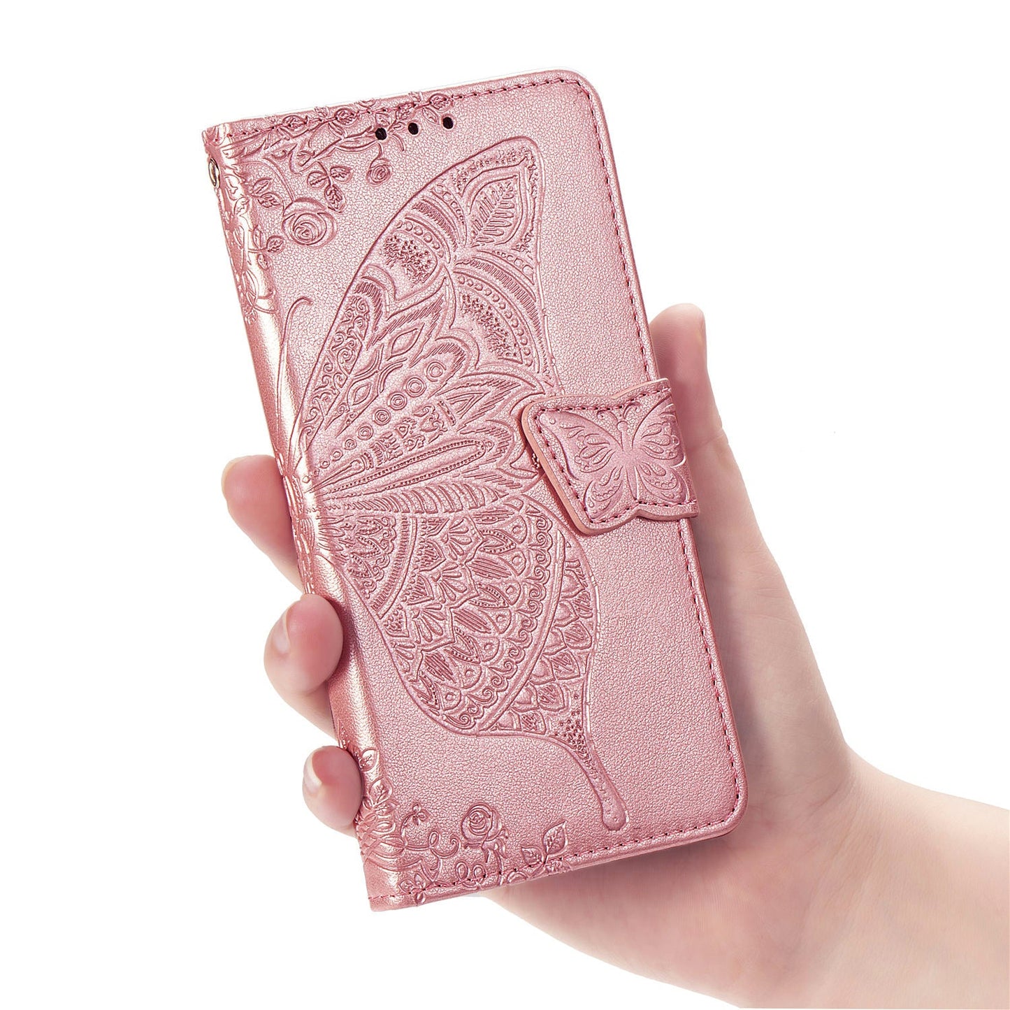 Flower Butterfly Embossed Leather Case